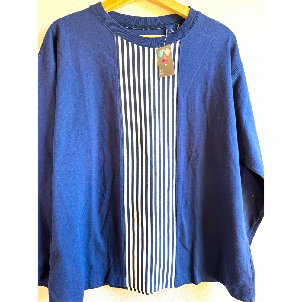 NWT Vintage 90s Esprit Sport Striped Crewneck Sweatshirt Navy White Jacobsons